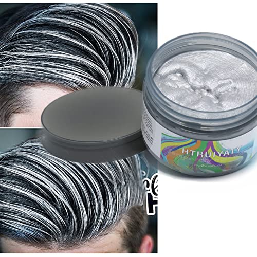 HTRUIYA Grey Временен еднократна восък за боядисване на коса, миещи червило за боядисване на коса, мръсотия за парти