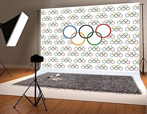7x5ft Олимпийски Спортен Фона на Олимпийски Халки Международен Банер Снимки Декори Страни за по-Хладно градина Официалното откриване на Спортни Клубове, Вечерни Съб