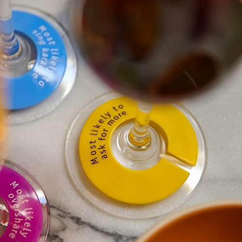 Capabunga Glass, Където Многократно Силиконови Идентификатори на Чашите за вино с Надписи, Колекция от Разнообразни ярки