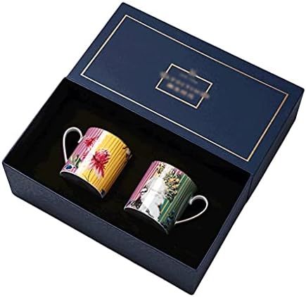 Кафеена Чаша INJIE с принтом Папагал, Комплект от 2 Чаши, Реколта чашата за Кафе от Костен Порцелан, Подарък кутия, Керамични
