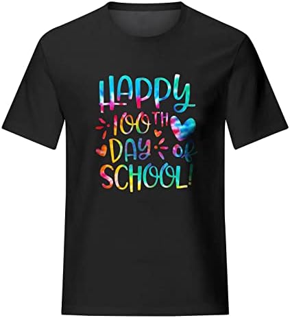 Тениска За Момичета, Есента-Лятна Мода Памучен Блуза с Кръгло Деколте и Цветен Модел за Късна Закуска, Женска Тениска