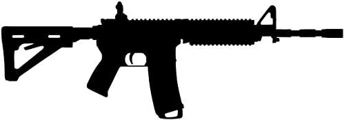 Пушка AR-15, Black Vinyl Преводна Стикер, Стикер за Автомобил, камион, Ван, Прозорци, лаптопа, Стената [6x2] инча, Черен