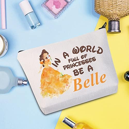 Косметичка за грим WZMPA Princess, Подаръци, Вдъхновени от Филма В Свят, Пълен с Принцеси, Чанта с цип, За жени или Момичета (Be Bellee)